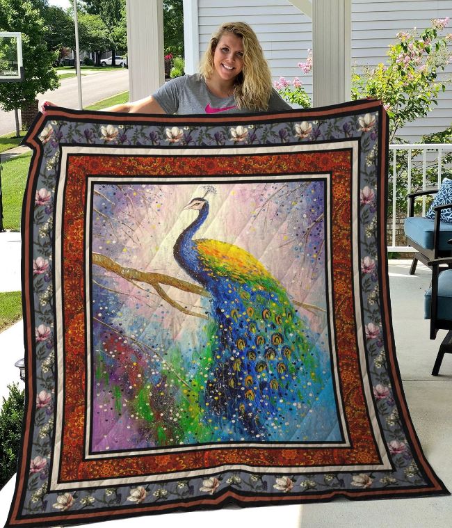 Peacock Aesthetic Quilt Blanket Great Customized Gifts For Perfect Gifts For Peacock Lover