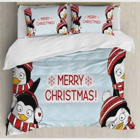 Penguins Merry Christmas Cotton Bedding Sets