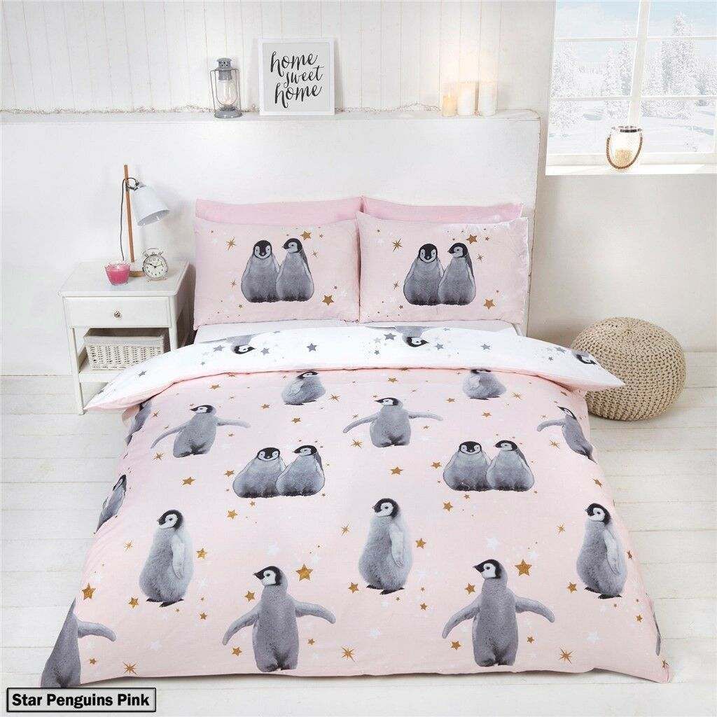 Penguins Pink Cotton Bedding Sets