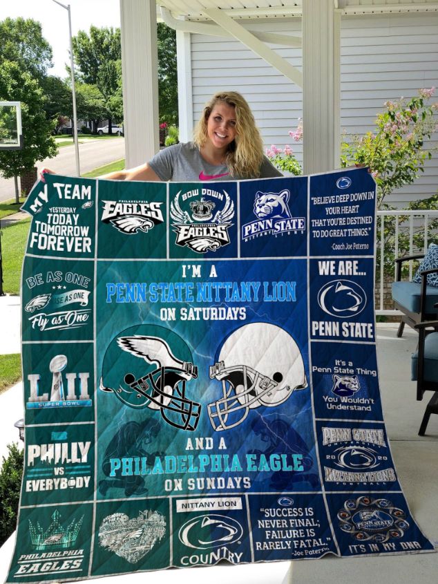 Penn State Nittany Lions &amp Philadelphia Eagle Quilt Blanket