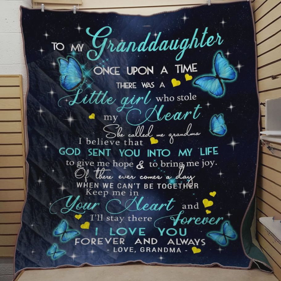 Personalized Butterfly To My Granddaughter Quilt Blanket From Grandma I Love You Forever And Always Great Customized Blanket Gifts For