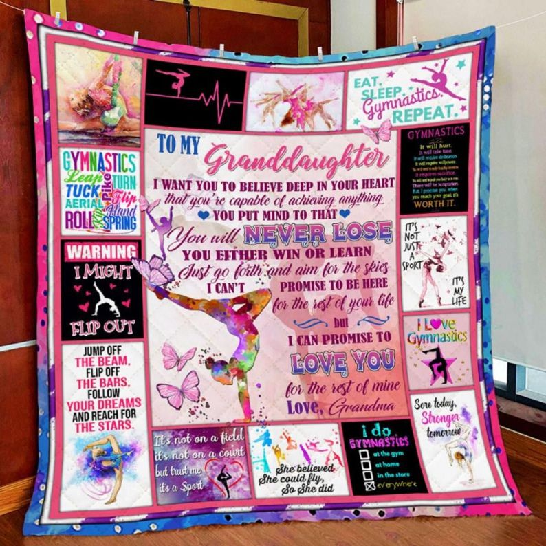 Personalized Gymnastics To My Granddaughter From Grandma I Want You To Believe Quilt Blanket Great Customized Gifts For