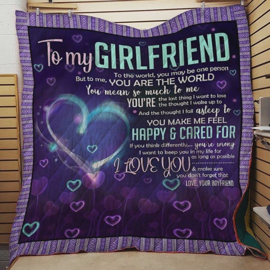 Personalized Purple Heart To My Girlfriend Quilt Blanket From Boyfriend You Mean So Much To Me Great Customized Blanket Gifts For