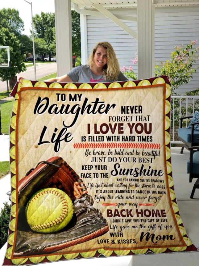 Personalized Softball To My Daughter From Mom Just Do Your Best Quilt Blanket Great Customized Gifts For Perfect Gifts For Softball Lover