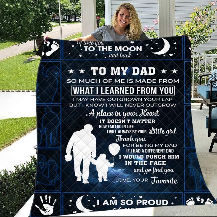 Personalized To My Dad From Son Daughter A Place In Your Heart Quilt Blanket Great Customized Gifts For Father’s Day