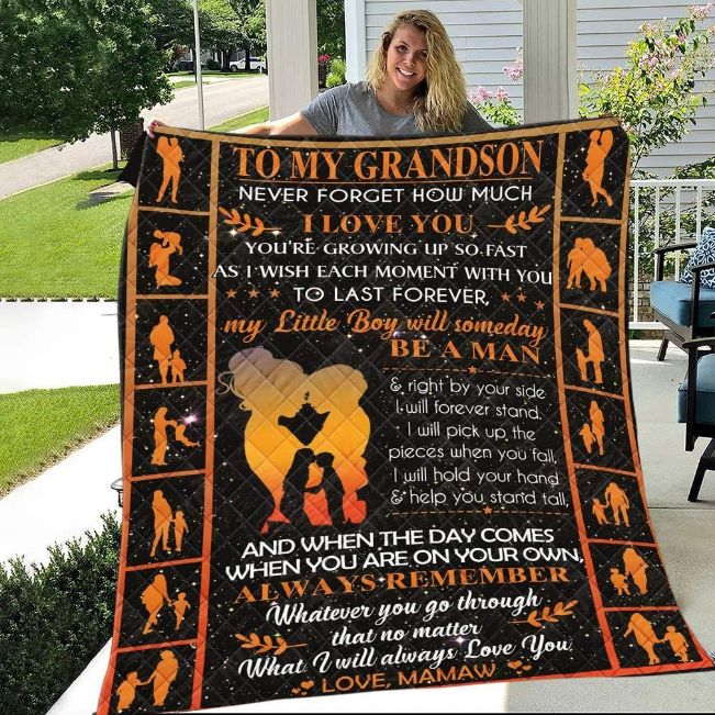 Personalized To My Grandson From Grandma Never Forget How Much I Love You Quilt Blanket Great Customized Gifts For