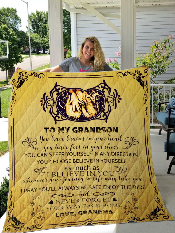 Personalized To My Grandson Quilt Blanket From Grandma I Pray You’ll Always Be Safe Enjoy The Ride Great Customized Blanket Gifts For