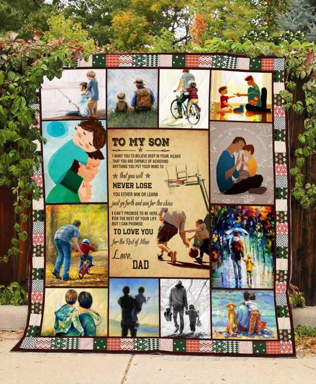 Personalized To My Son From Dad Just Go Forth Quilt Blanket Great Customized Gifts For Perfect Gifts For Son