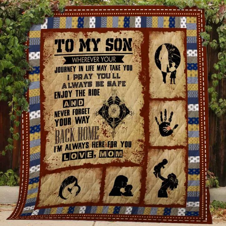 Personalized To My Son From Mom Enjoy The Ride Quilt Blanket Great Customized Gifts For Perfect Gifts For Son