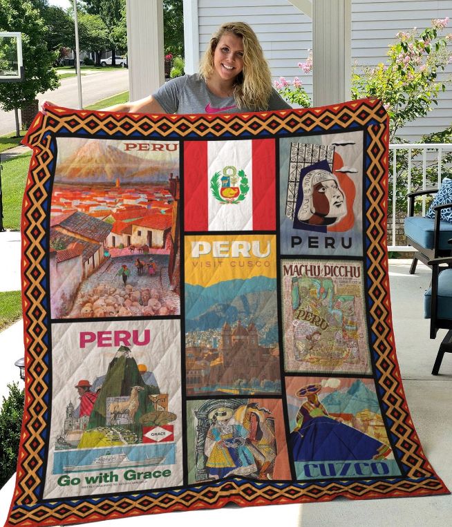 Peru Go With Grace Quilt Blanket Great Customized Gifts For Perfect Gifts For Peru Lover