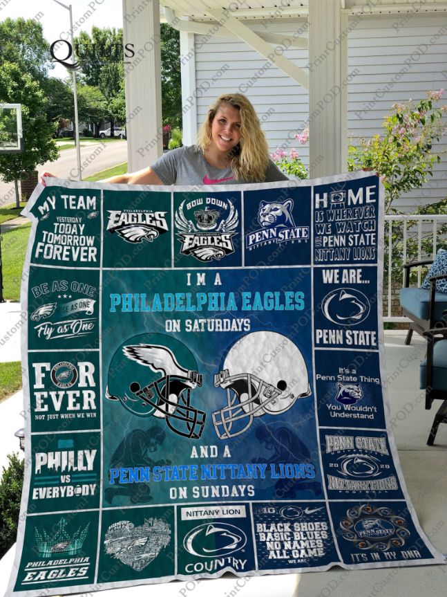 Philadelphia Eagles &ampPenn State Mittany Lions Quilt Blanket