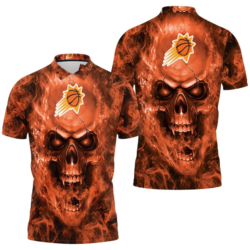 Phoenix Suns Nba Fans Skull Polo Shirt All Over Print Shirt 3d T-shirt