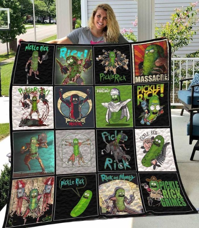 Pickle Rick Quilt Blanket All Season Plus Size Quilt Blanket