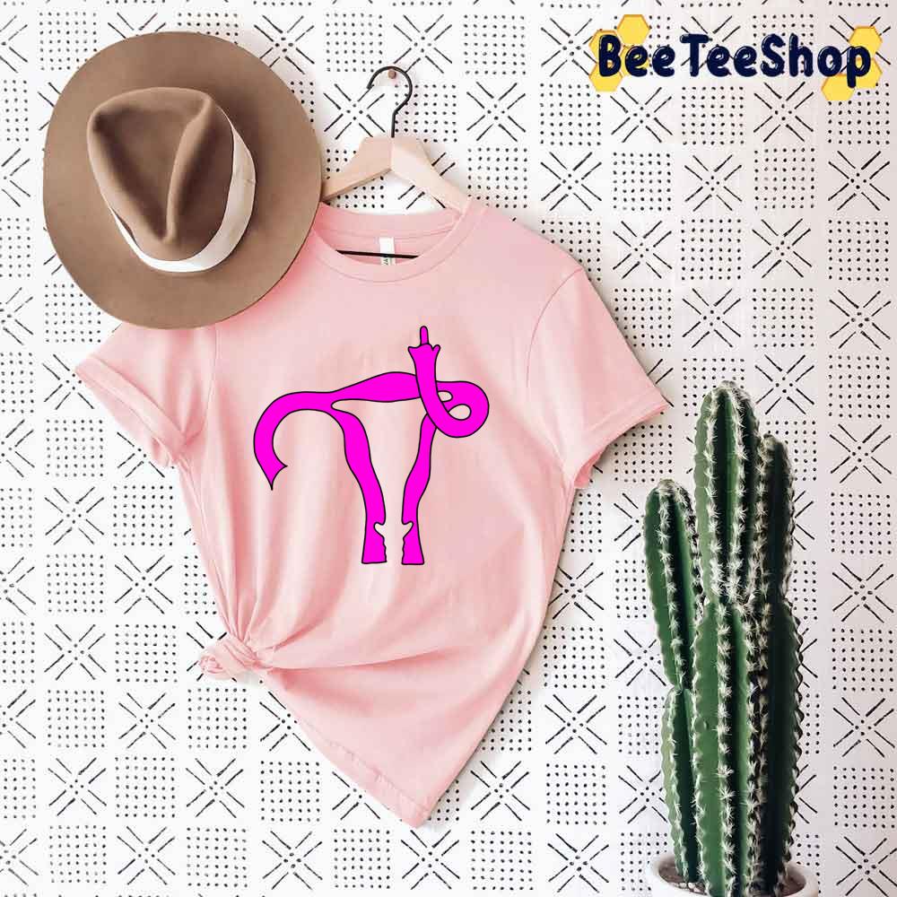 Pink Art Uterus Giving The Finger Fitted Unisex T-Shirt