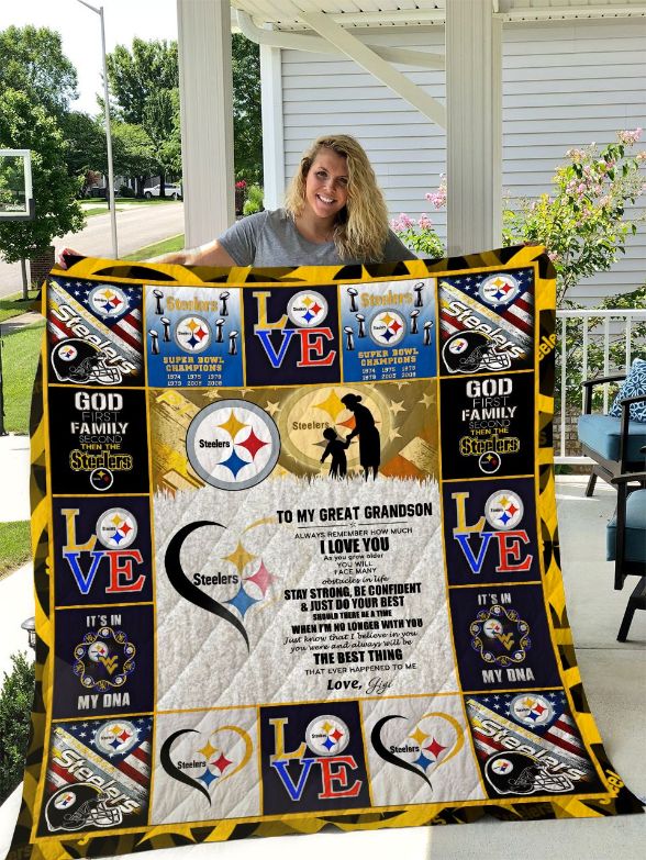 Pittsburgh Steelers – To My Great Grandson – Love Gigi Quilt Blanket