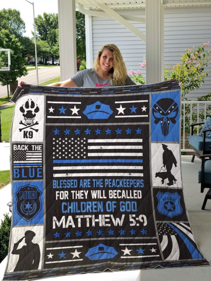 Police Blessed Are The Peacekeepers Quilt Blanket Great Customized Gifts For Perfect Gifts For Police