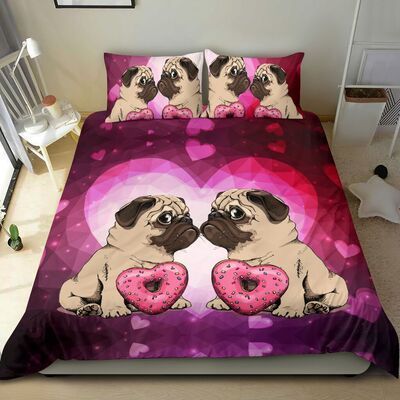 Pug Black Cotton Bedding Sets