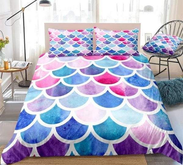 Rainbow Mermaid Scales Cotton Bedding Sets