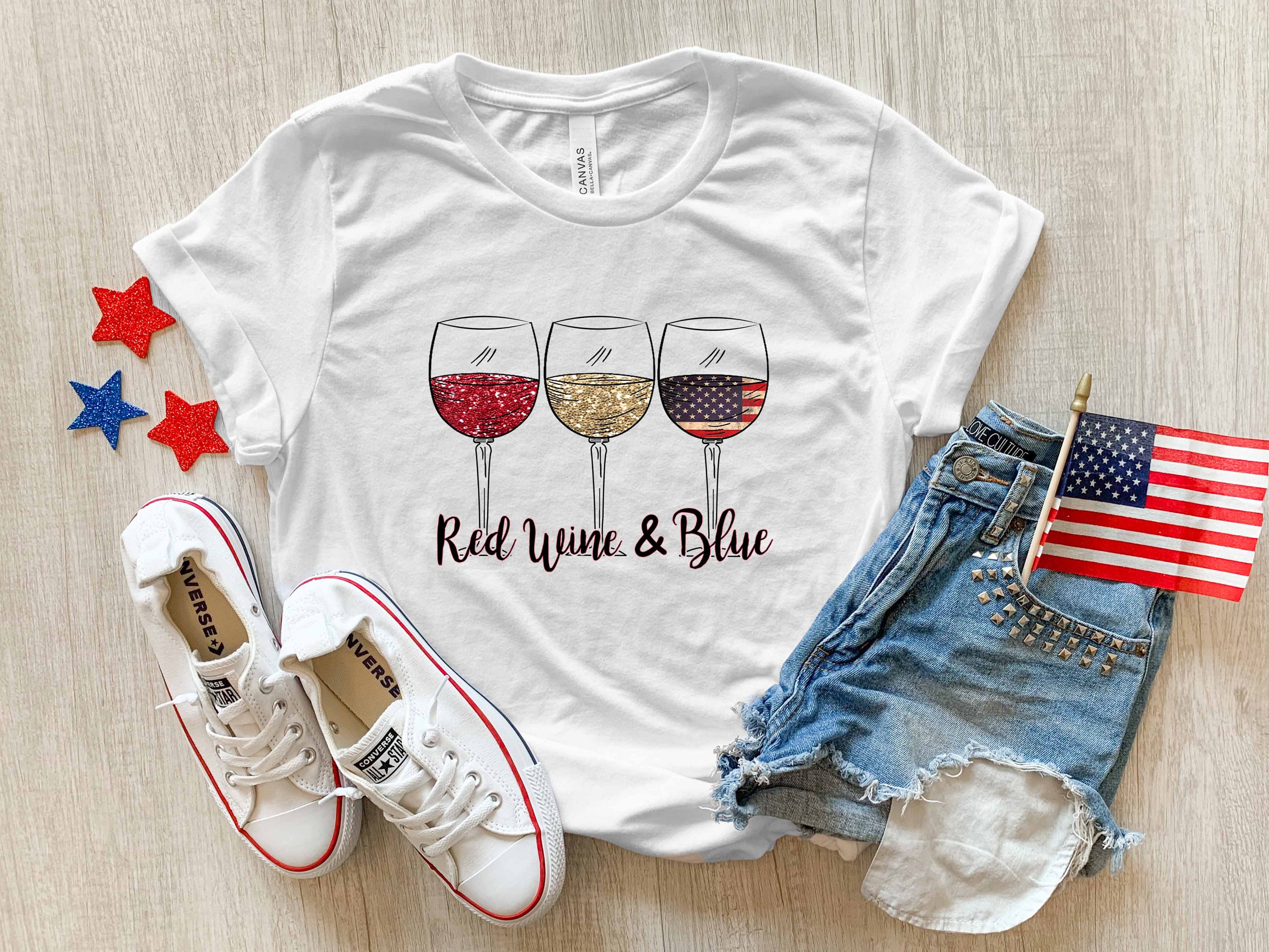 Red Wine & Blue 4th Of July Independence Day Unisex T-Shirt