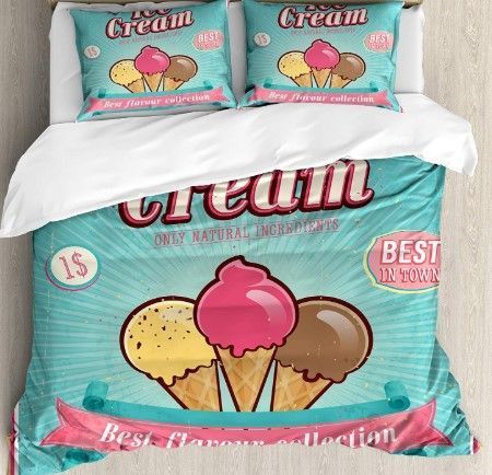 Retro Ice Cream Only Natural Ingredients Cotton Bedding Sets