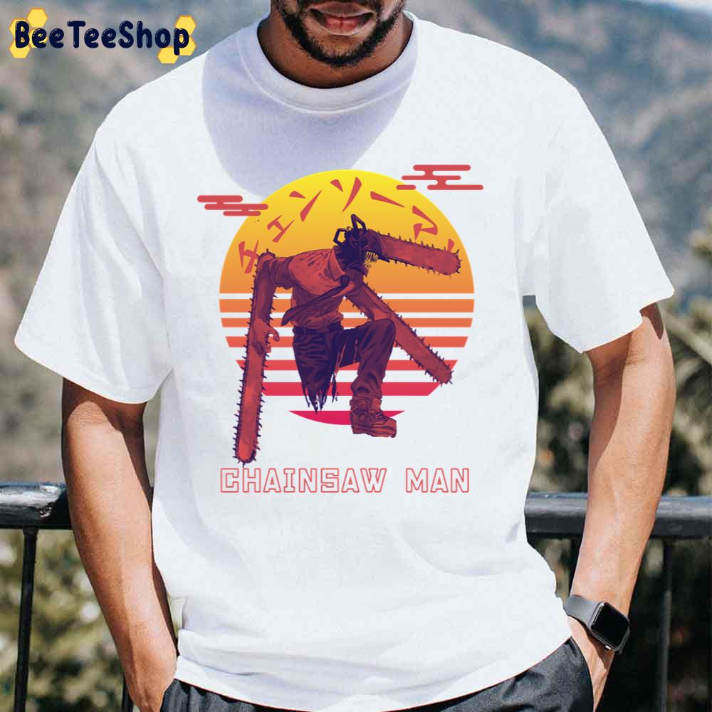 Retro Sunset Chainsaw Man Unisex T-Shirt