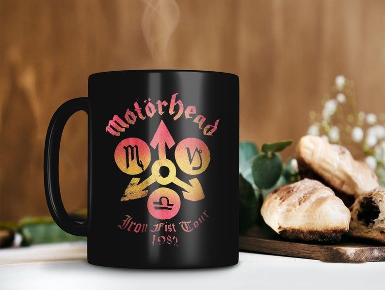 Retro Vintage Mug Motorhead Mug Iron First Tour Mug Fraser Kilmister Lemmy Mug Premium Sublime Ceramic Coffee Mug Black