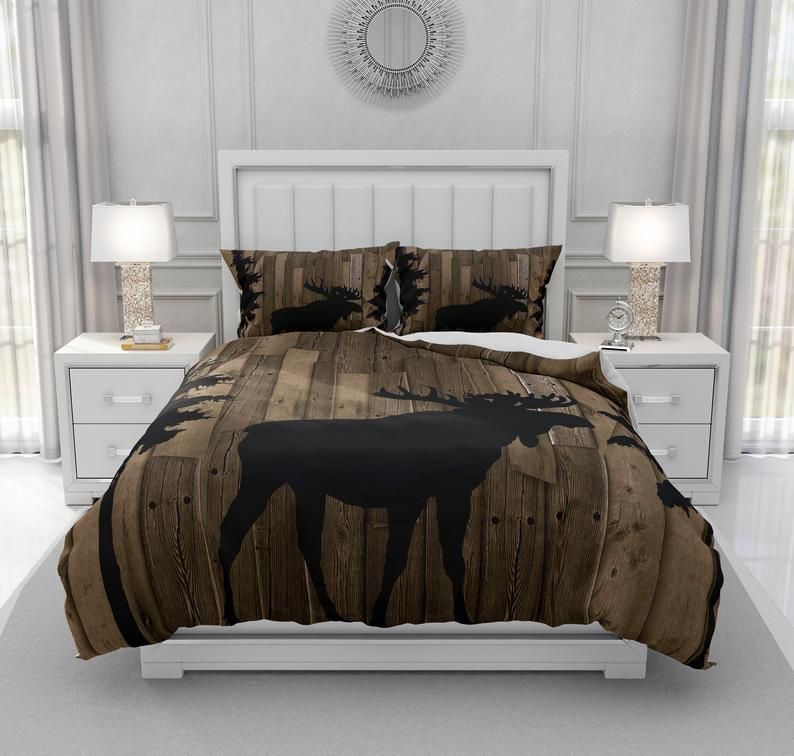 Rustic Moose Cotton Bedding Sets