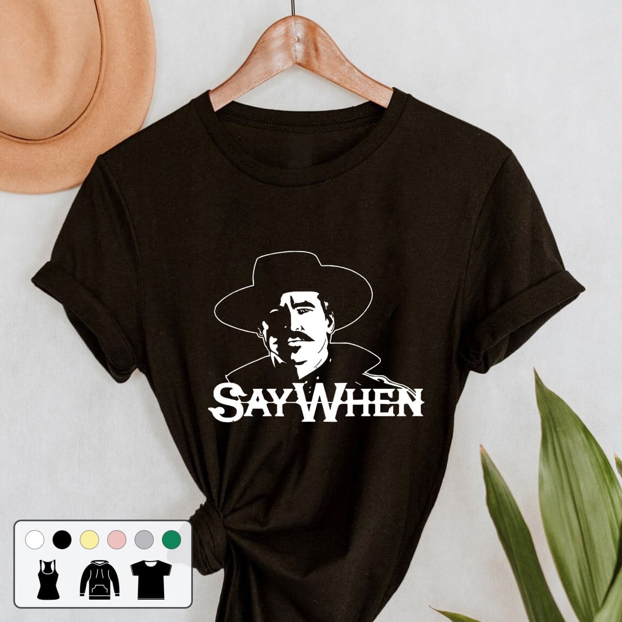 Say When Tombstone Doc Holliday Tombstone Cowboy Funny Unisex T-Shirt