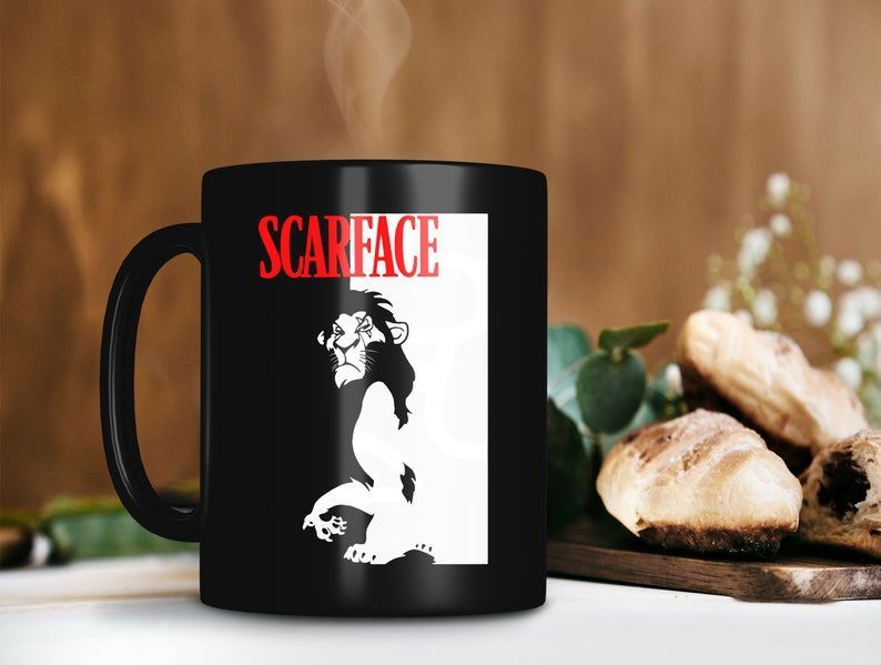 Scarface Lion King Scar Villain Tony Montana Mug The Lion King Movie Mug Tony Montana Premium Sublime Ceramic Coffee Mug Black