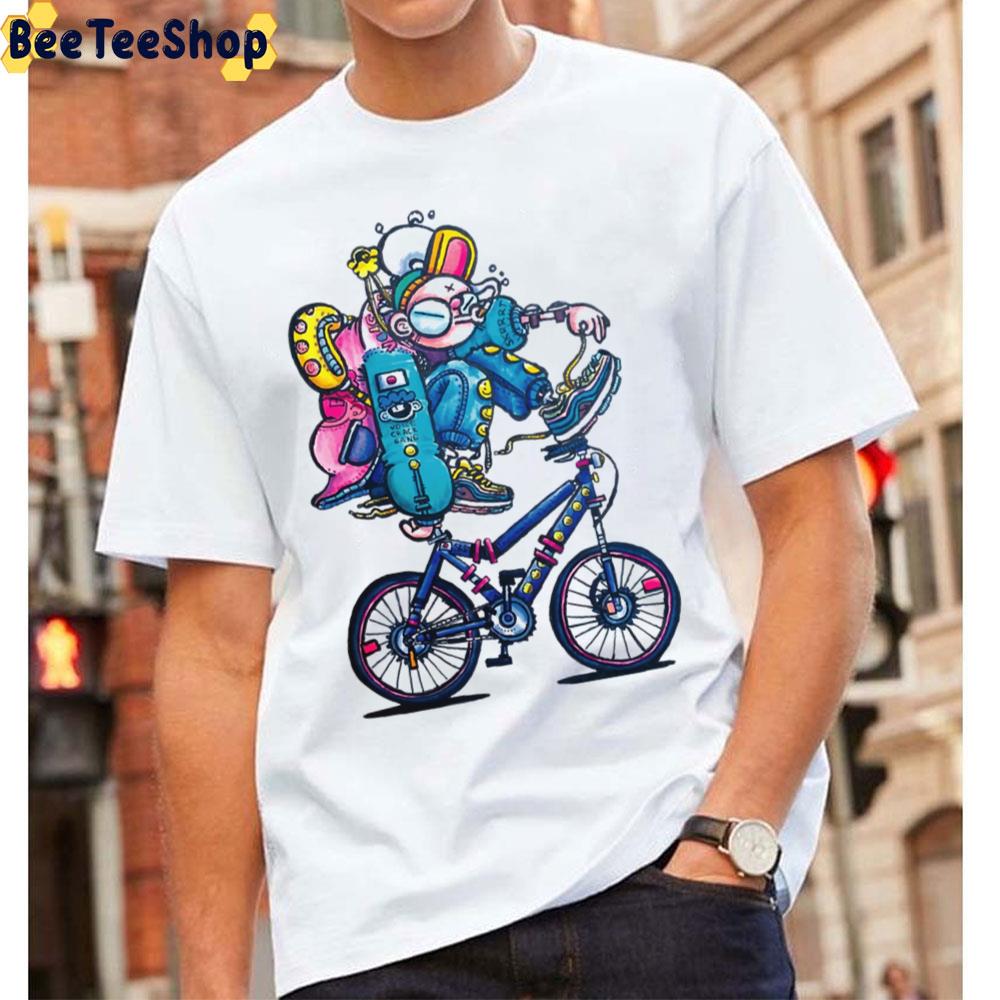 Smoke While Riding A Bicycle Art Unisex T-Shirt