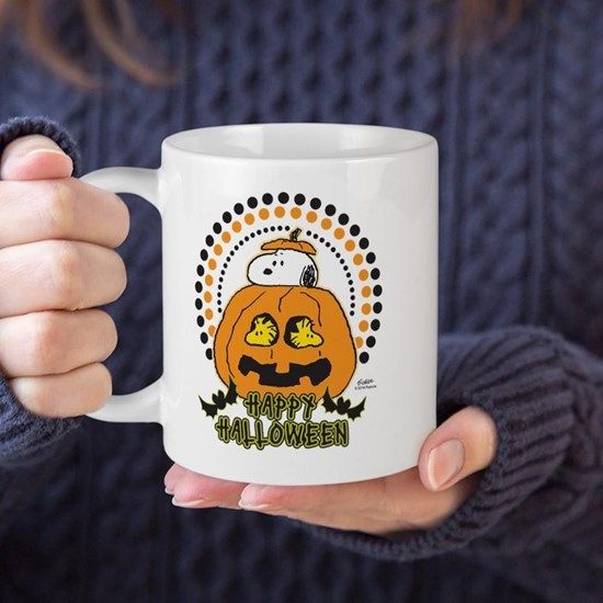 Snoopy And Woodstock Pumpkin Premium Sublime Ceramic Coffee Mug White