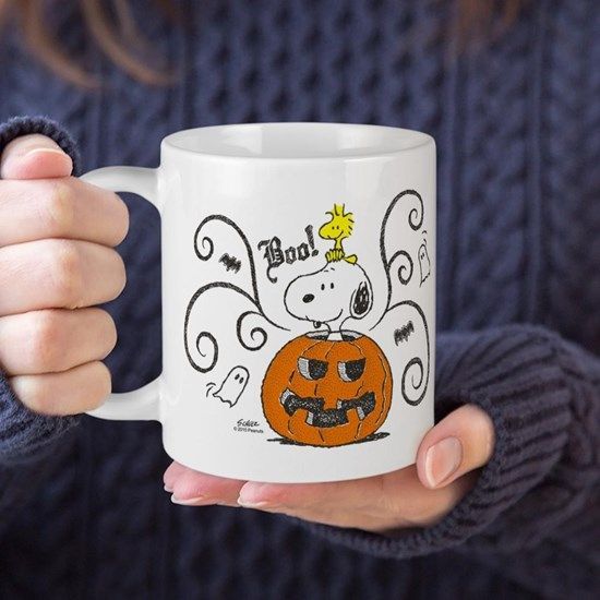 Snoopy Woodstock Peanuts Peanuts Sketch Pumpkin Premium Sublime Ceramic Coffee Mug White