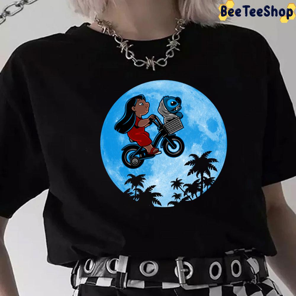 Stitch And Lilo Flying To The Moon Unisex T-Shirt