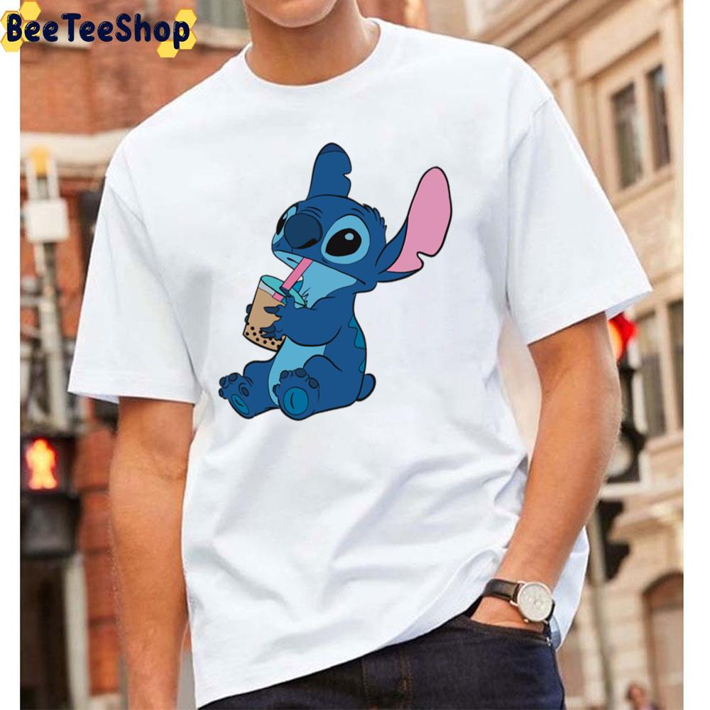 Stitch Drinking Tea Unisex T-Shirt