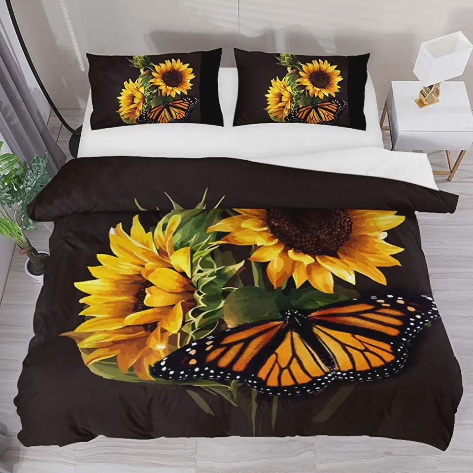 Sunflower and Butterfly Cotton Bedding Sets