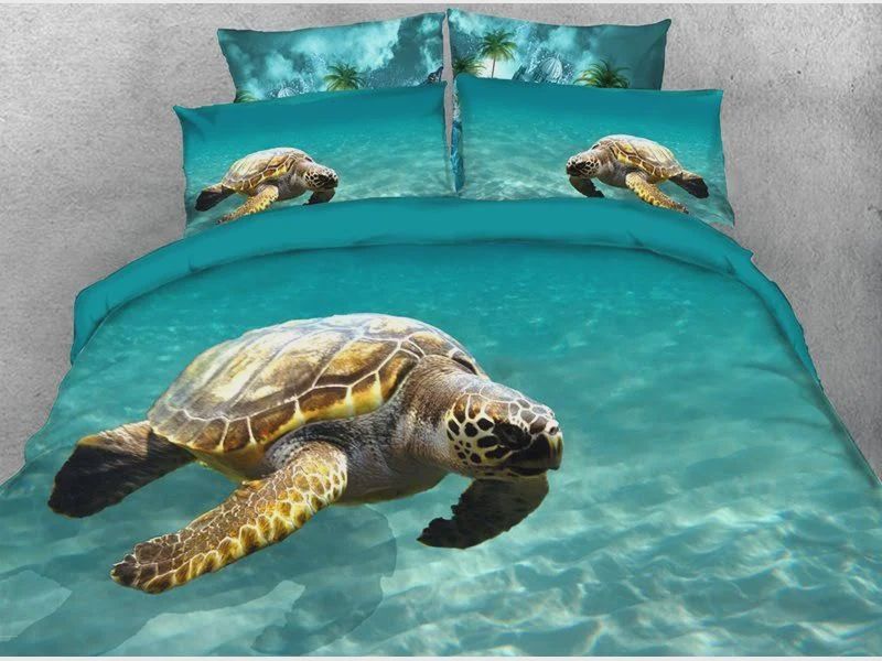 Swimming Sea Turtle Soft Warm Cotton Bedding Sets