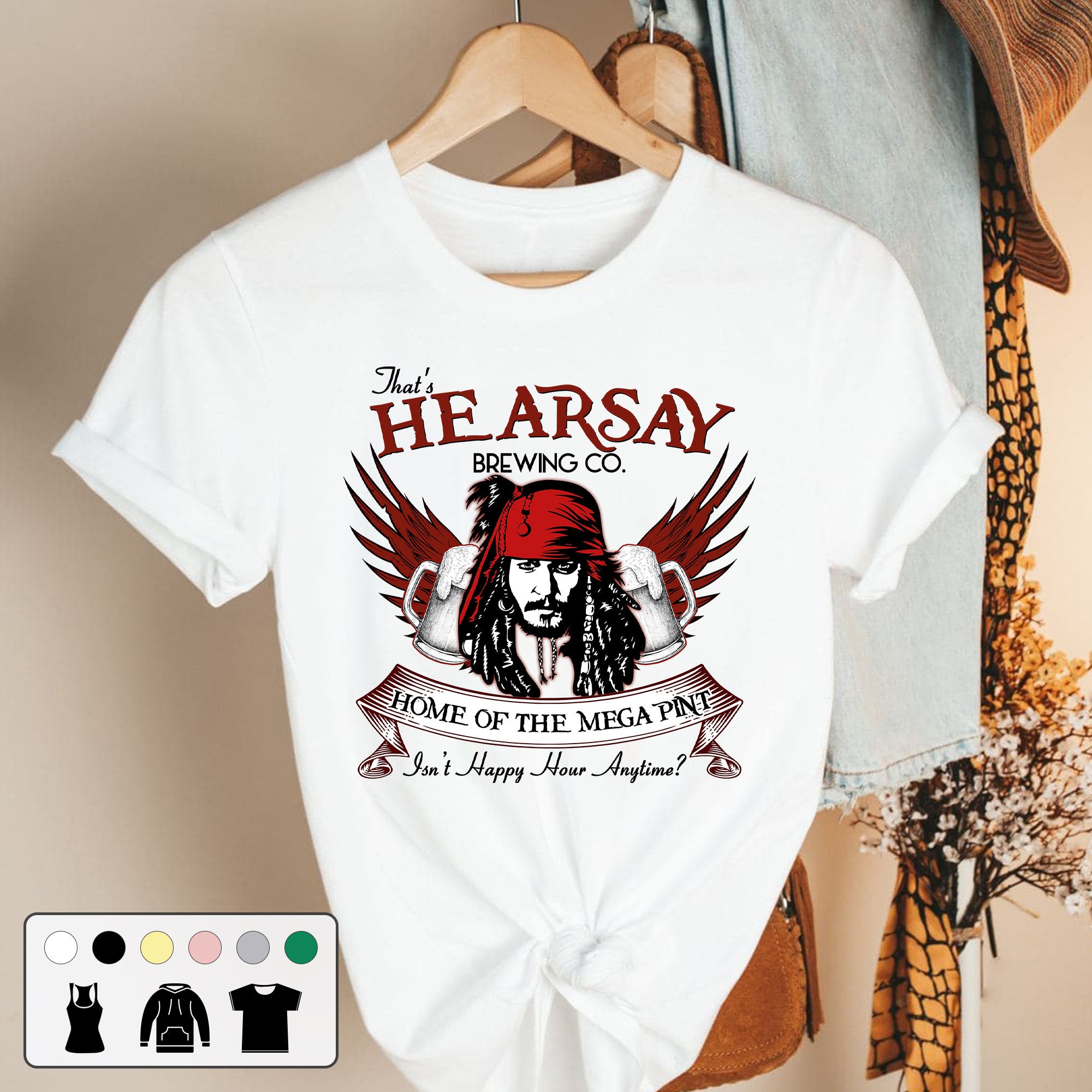 That’s Hearsay Brewing Company Home Of The Mega Pint Isn’t Happy Hour Anytime Johnny Depp Unisex T-Shirt