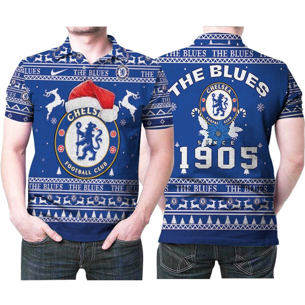 The Blues Chelsea Football Club Ugly Christmas 3d Polo Shirt All Over Print Shirt 3d T-shirt