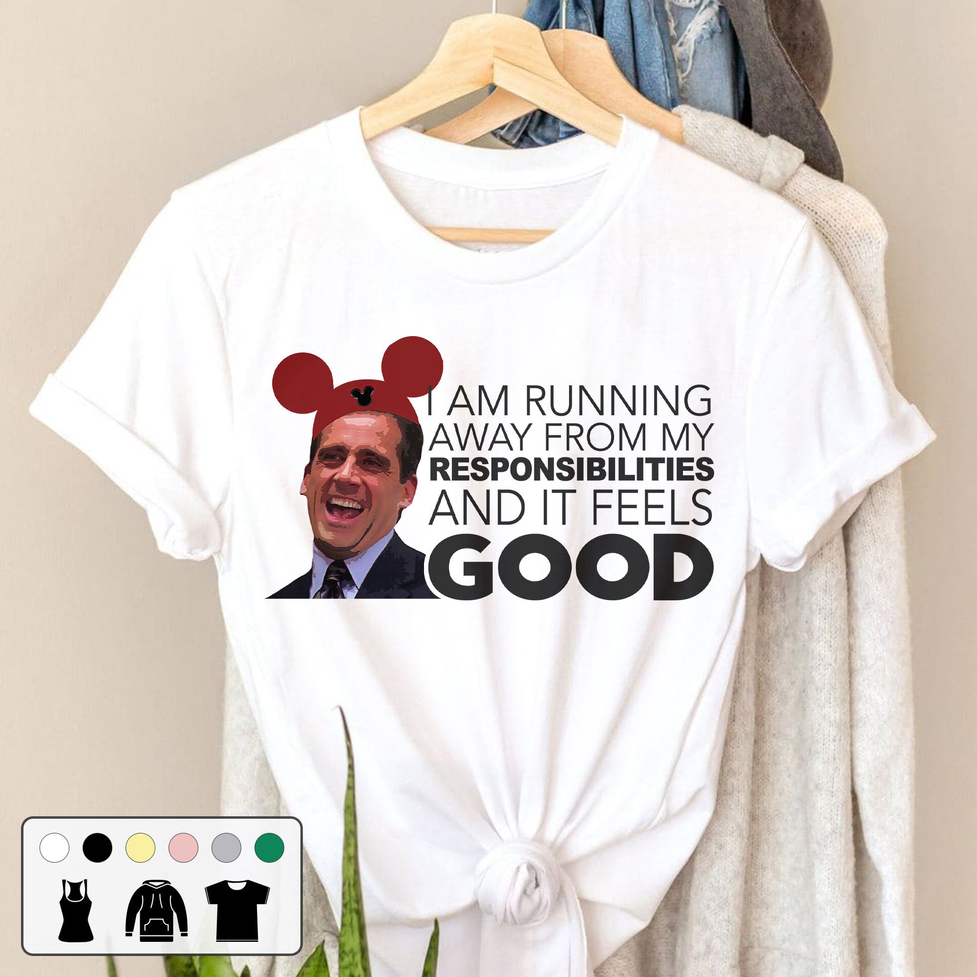 The Office Michael Scott Funny I Am Running Away From My Responsibilities Vintage Unisex T-Shirt