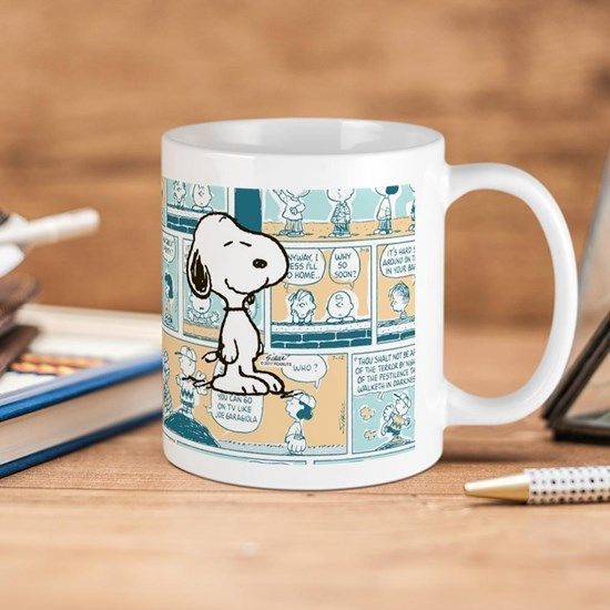 The Peanuts Snoopy Comic Strip Premium Sublime Ceramic Coffee Mug White