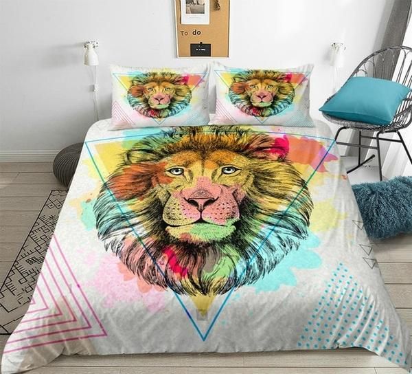 Triangle Colorful Lion Cotton Bedding Sets