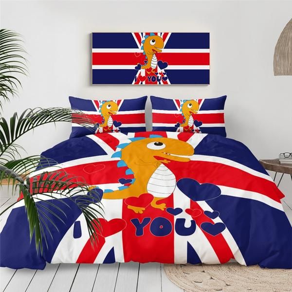 UK Flag Dinosaur Cotton Bedding Sets