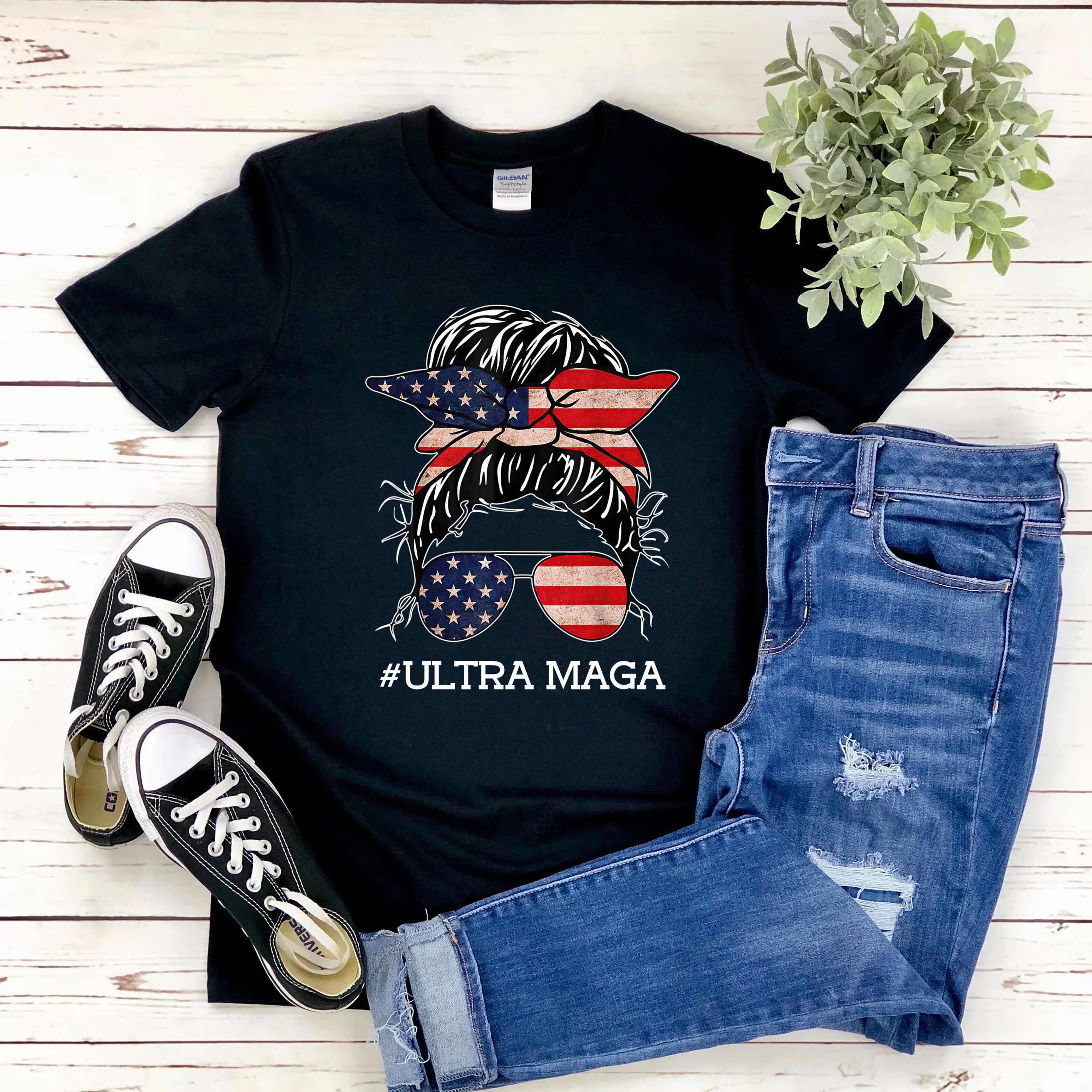 Ultra Maga King Donald Trump Girl American Flag Unisex Shirt