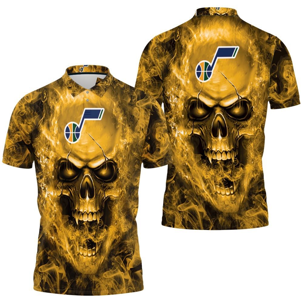 Utah Jazz Nba Fans Skull Polo Shirt All Over Print Shirt 3d T-shirt