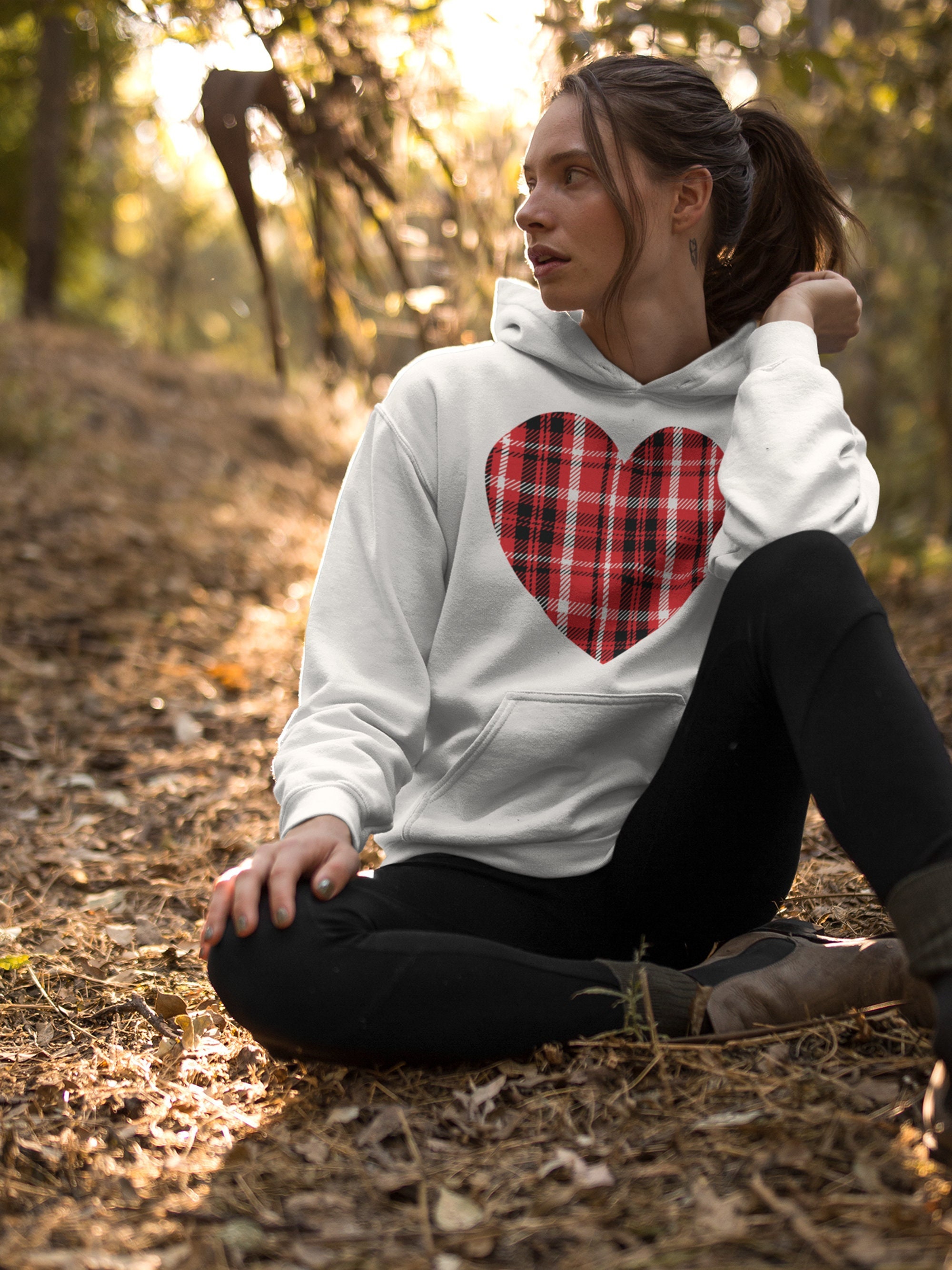 Valentine’s Day Plaid Heart Unisex Hoodie