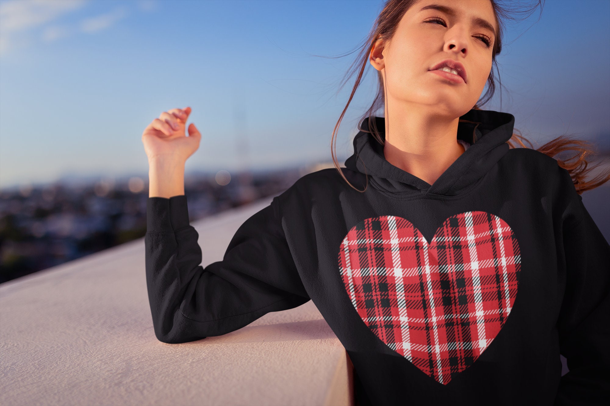 Valentine’s Day Plaid Heart Unisex Hoodie