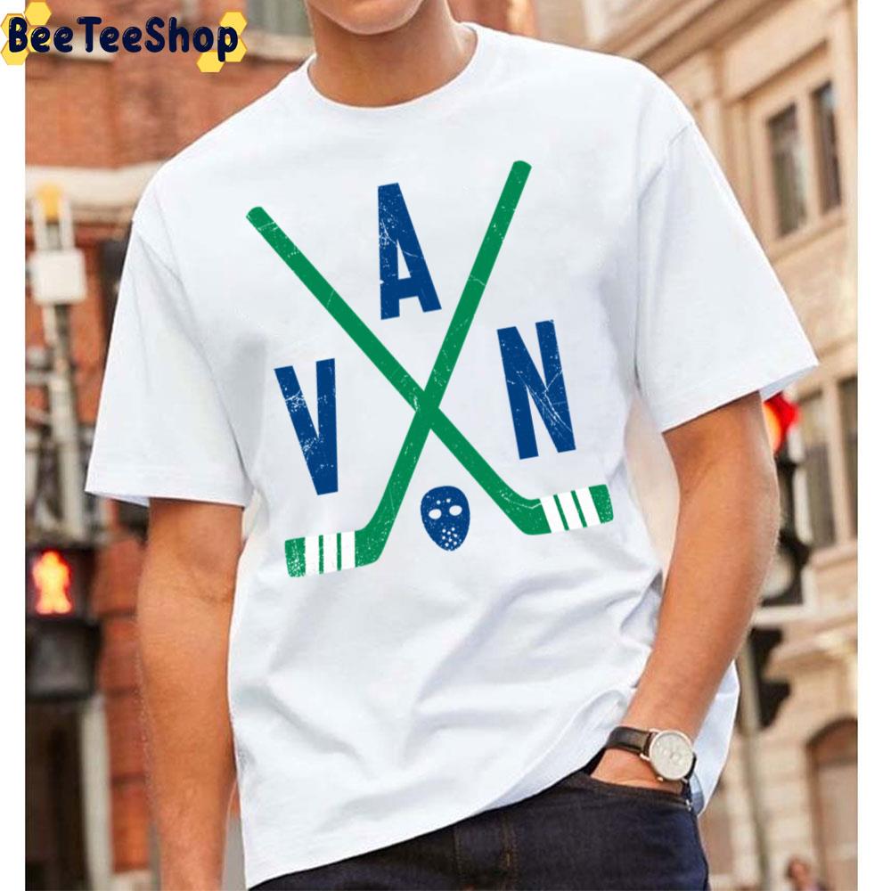 Van Retro Sticks White Vancouver Canucks Hockey Unisex T-Shirt