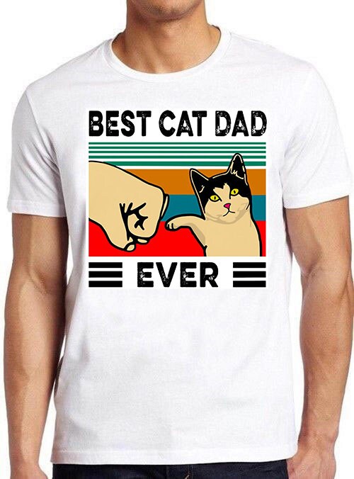 Vintage Art Best Cat Dad Ever Cat Lover Unisex T-Shirt