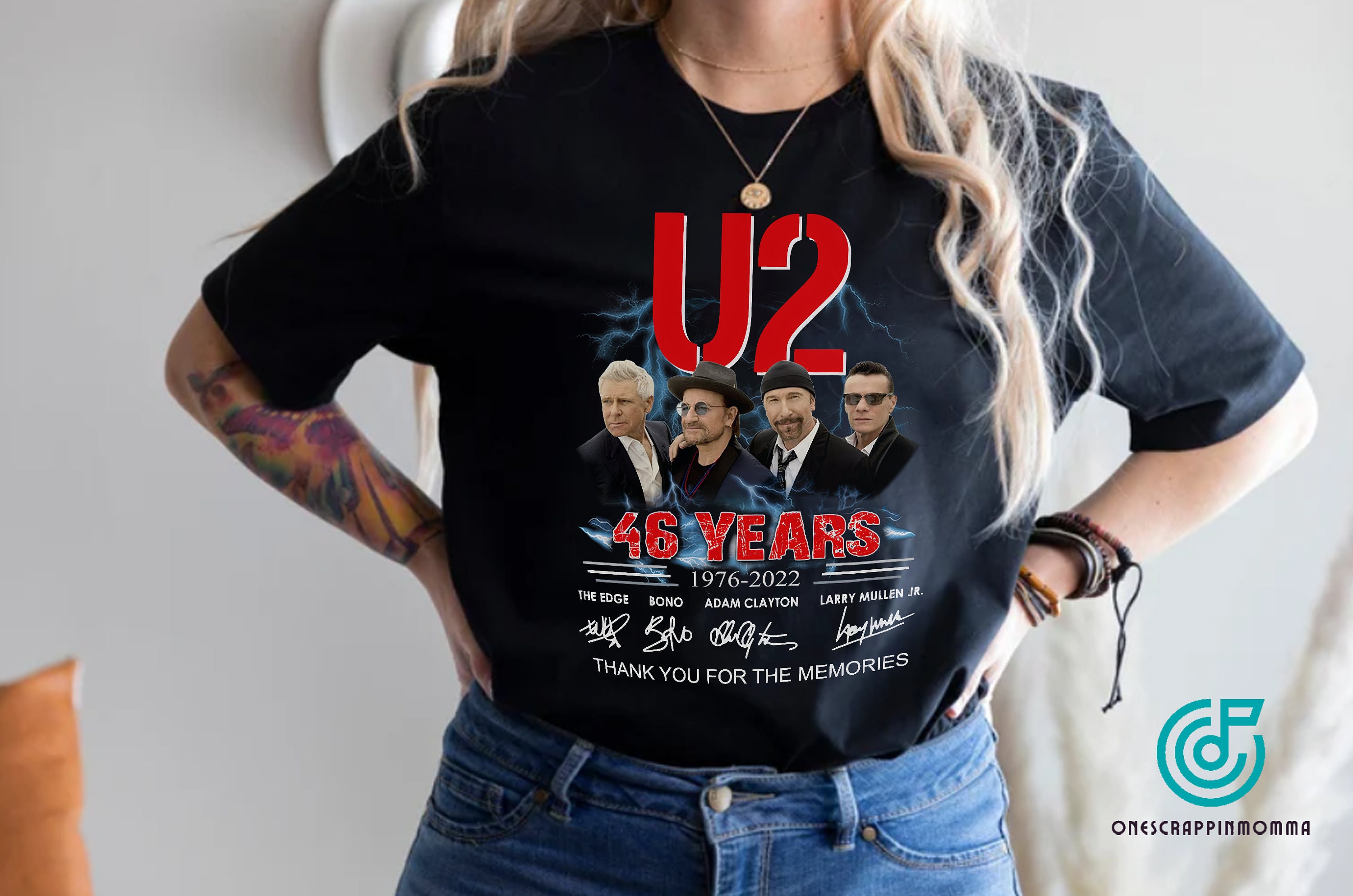 Vintage Art U2 46 Years Anniversary 1876-2022 Signature Thank You For The Memories Unisex Shirt