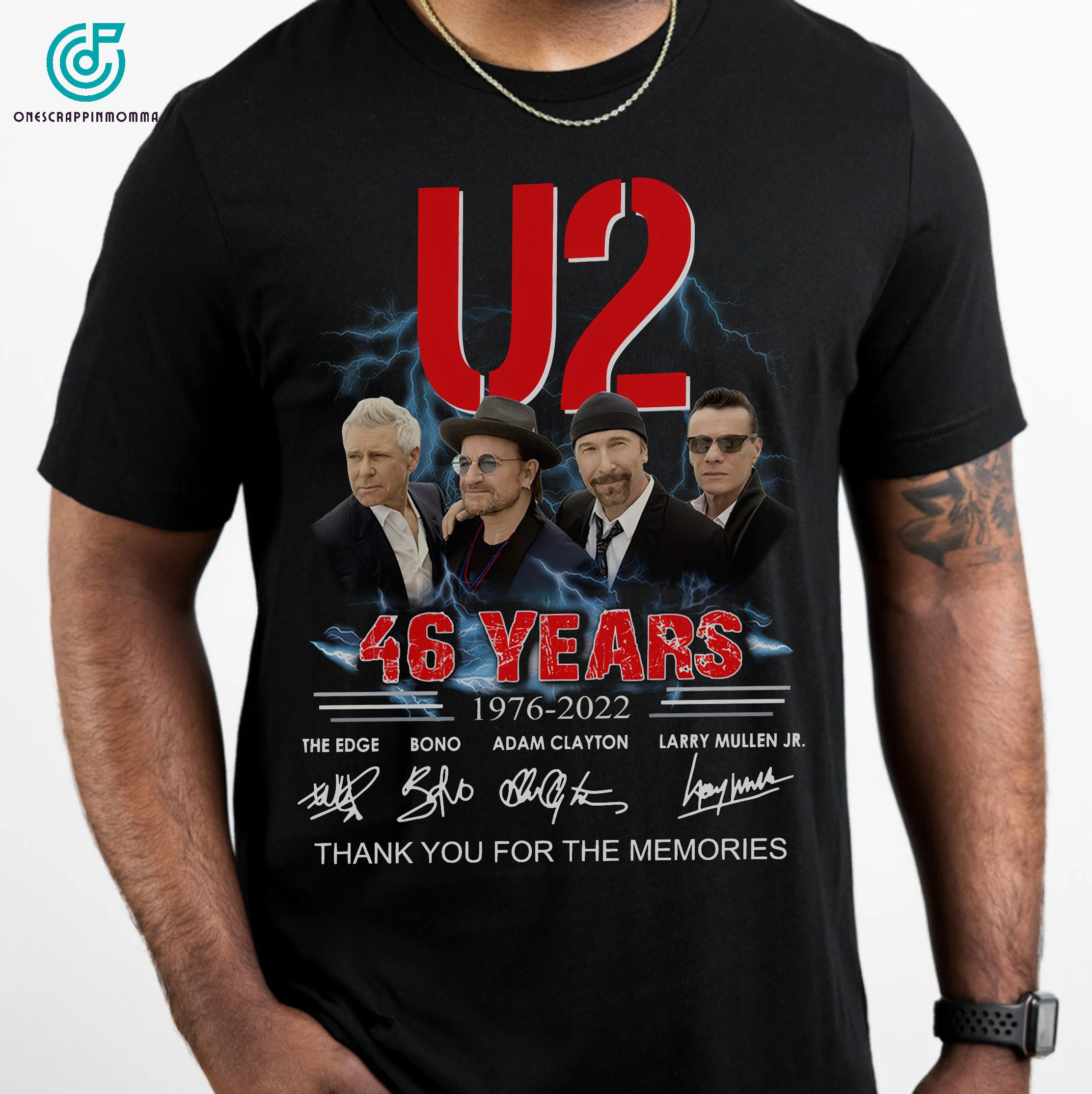 Vintage Art U2 46 Years Anniversary 1876-2022 Signature Thank You For The Memories Unisex Shirt